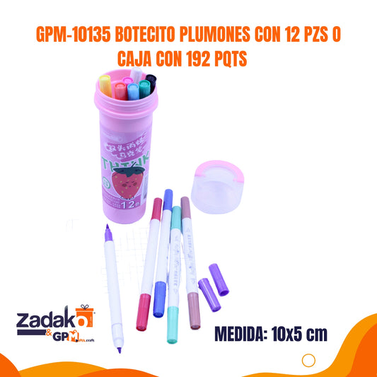 GPM-10135 BOTECITO PLUMONES CON 12 PZS O CAJA CON 192 PQTS