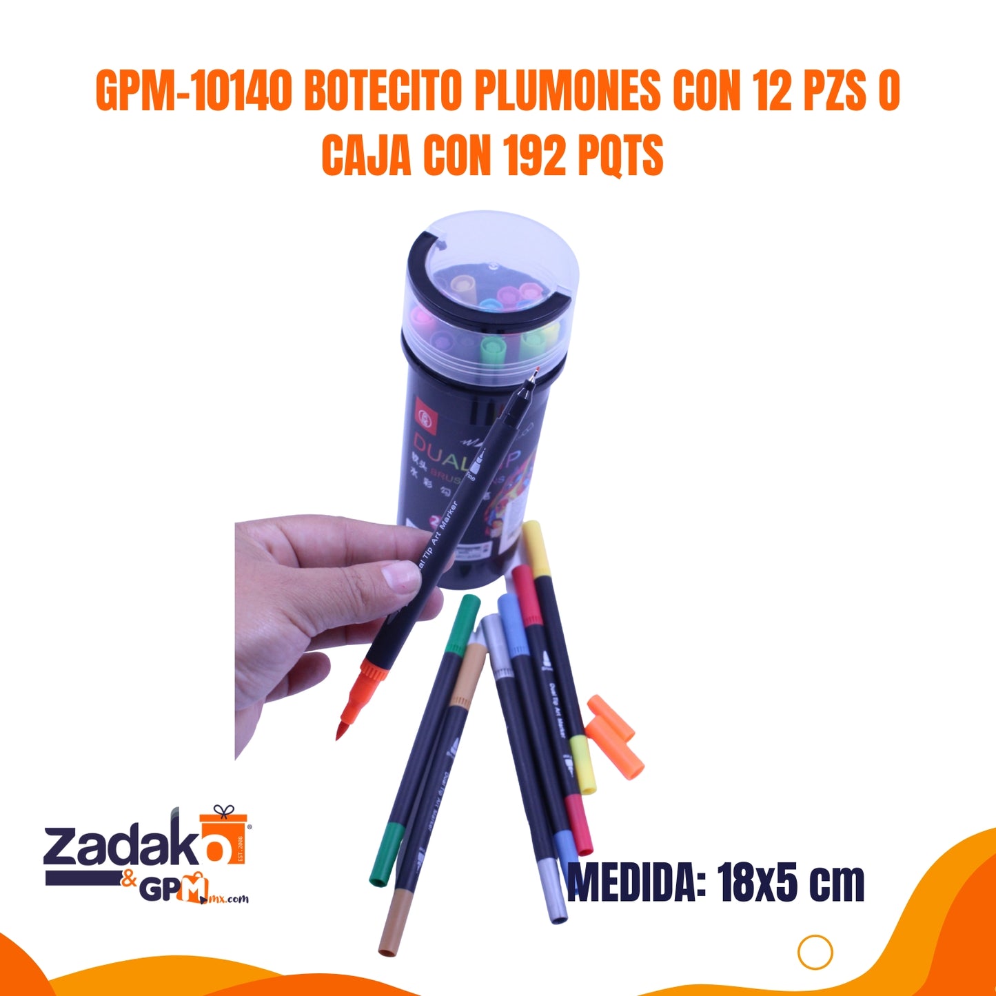 GPM-10140 BOTECITO PLUMONES CON 12 PZS O CAJA CON 192 PQTS