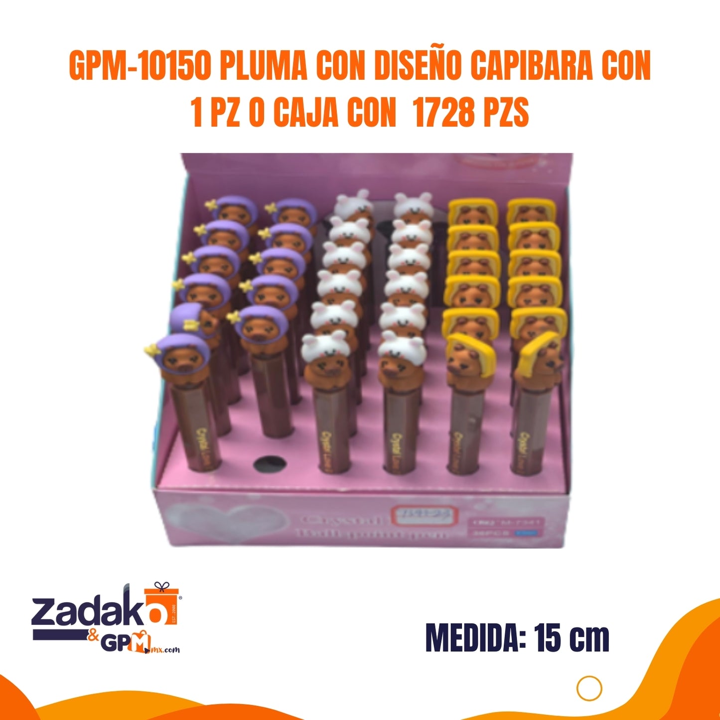 GPM-10150 PLUMA CON DISEÑO CAPIBARA CON 1 PZ O CAJA CON  1728 PZS