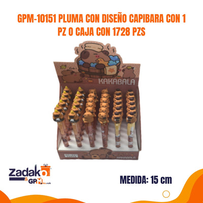 GPM-10151 PLUMA CON DISEÑO CAPIBARA CON 1 PZ O CAJA CON 1728 PZS