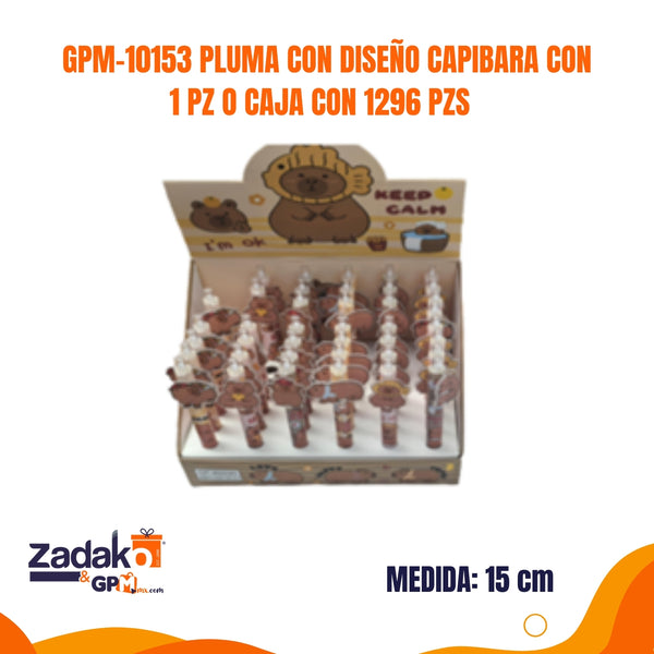 GPM-10153 PLUMA CON DISEÑO CAPIBARA CON 1 PZ O CAJA CON 1296 PZS