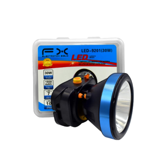 LED-9201 LAMPARA LED DE MINERO RECARGABLE 30W 1,800mAh CAJA CON 80 PZS