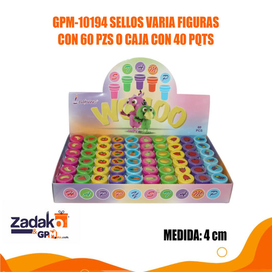 GPM-10195 SELLOS VARIA FIGURAS CON 60 PZS O CAJA CON 40 PQTS