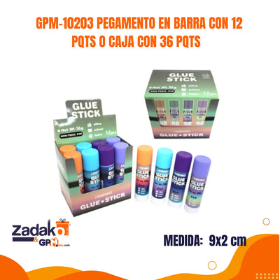 GPM-10203 PEGAMENTO EN BARRA CON 12 PQTS O CAJA CON 36 PQTS