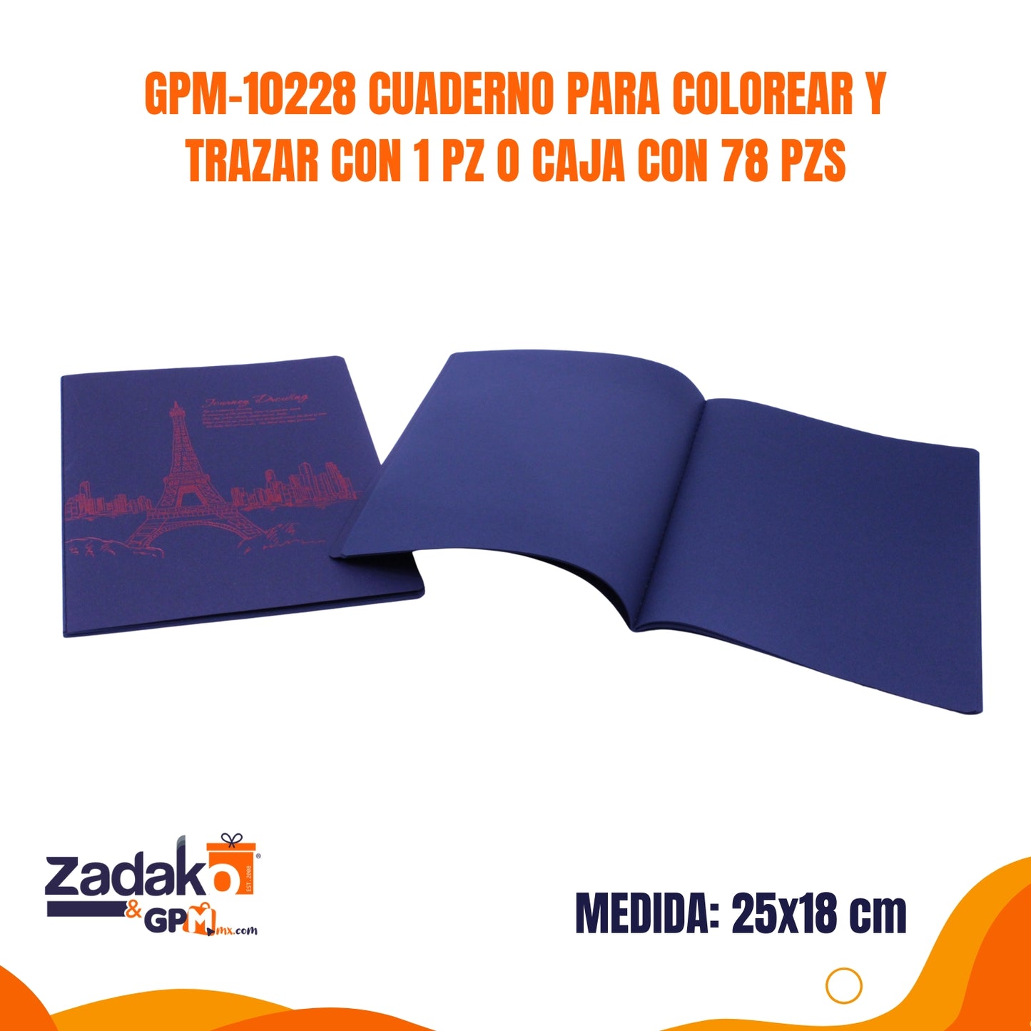 GPM-10229 LIBRETA DE HOJAS DE NEGRAS CON 1 PZ O CAJA CON 120 PZS