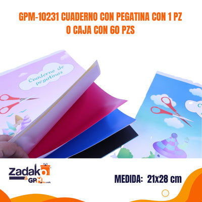 GPM-10231 CUADERNO CON PEGATINA CON 1 PZ O CAJA CON 60 PZS