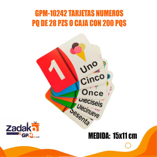 GPM-10242 TARJETAS DE NUMEROS CON 28 PIEZAS O CAJA CON 200 PQS