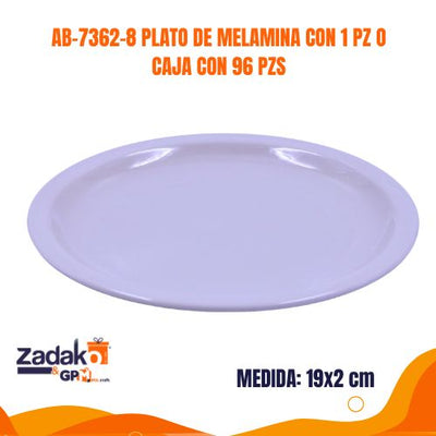 AB-7362-8 PLATO DE MELAMINA CON 1 PZ O CAJA CON 96 PZS