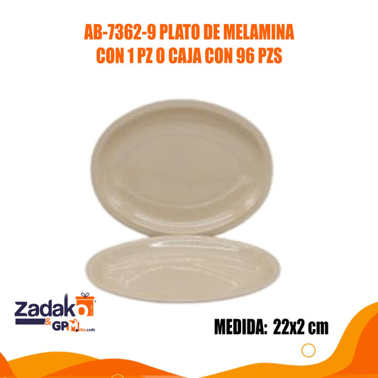 AB-7362-9 PLATO DE MELAMINA CON 1 PZ O CAJA CON 96 PZS