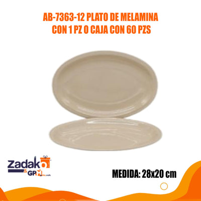 AB-7363-12 PLATO DE MELAMINA CON 1 PZ O CAJA CON 60 PZS
