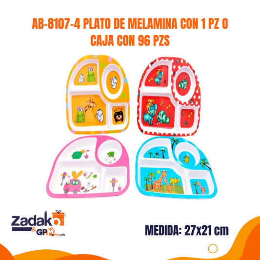 AB-8107-4 PLATO DE MELAMINA CON 1 PZ O CAJA CON 96 PZS