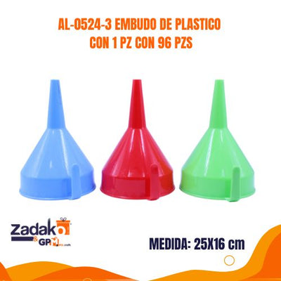 AL-0524-3 EMBUDO DE PLASTICO CON 1 PZ CON 96 PZS