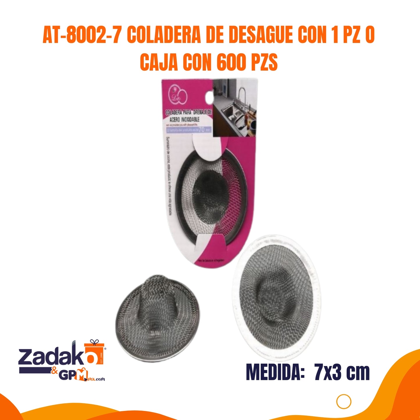 AT-8002-7 COLADERA DE DESAGUE CON 1 PZ O CAJA CON 600 PZS