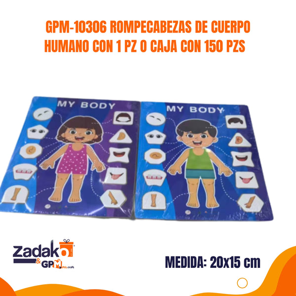 GPM-10306 ROMPECABEZAS DE CUERPO HUMANO CON 1 PZ O CAJA CON 150 PZS