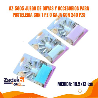 AZ-5905 JUEGO DE DUYAS Y ACCESORIOS PARA PASTELERIA CON 1 PZ O CAJA CON 240 PZS