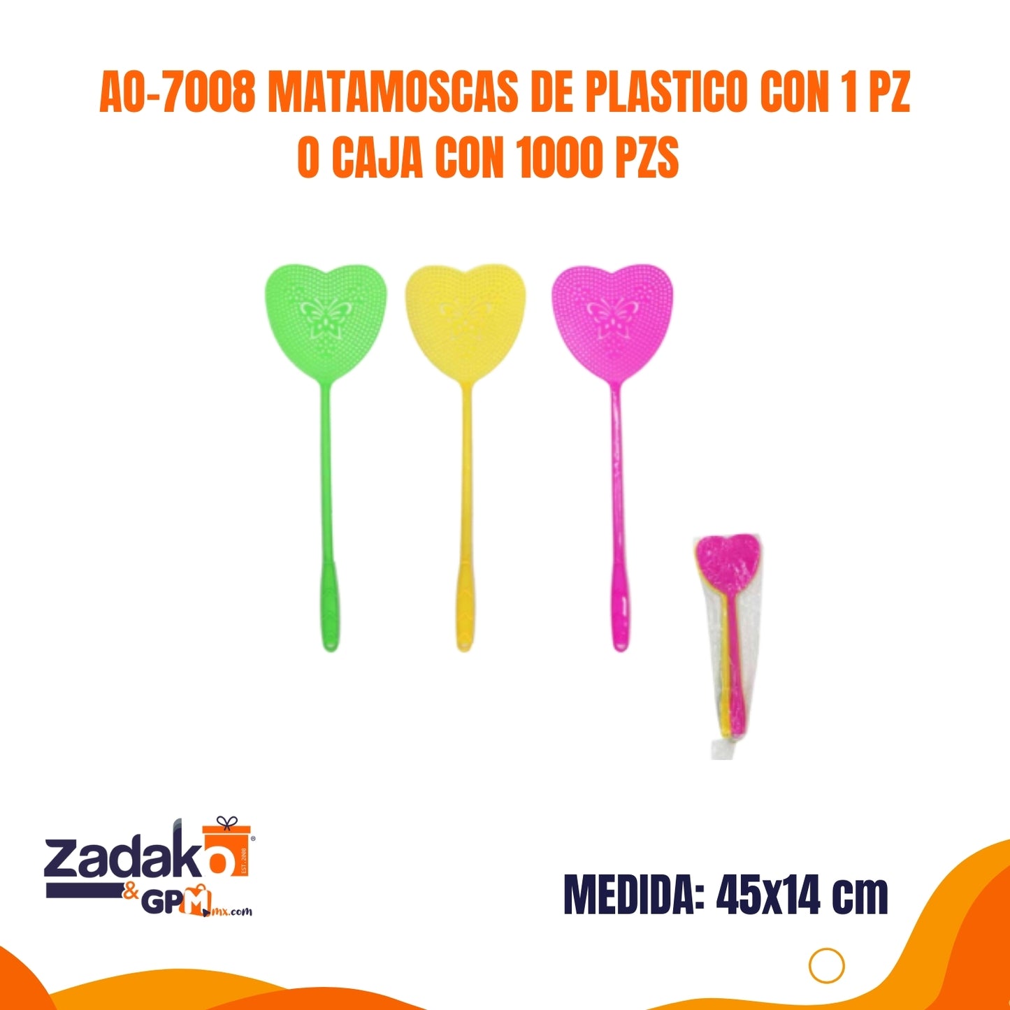 AO-7008 MATAMOSCAS DE PLASTICO CON 1 PZ O CAJA CON 1000 PZS