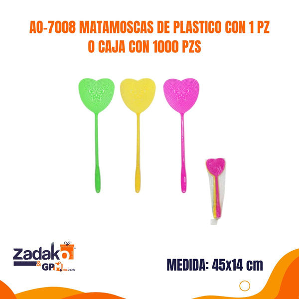 AO-7008 MATAMOSCAS DE PLASTICO CON 1 PZ O CAJA CON 1000 PZS