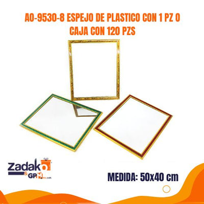 AO-9530-8 ESPEJO DE PLASTICO CON 1 PZ O CAJA CON 120 PZS
