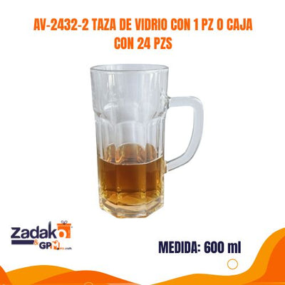 AV-2432-2 TAZA DE VIDRIO CON 1 PZ O CAJA CON 24 PZS