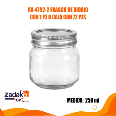 AV-4792-2 FRASCO DE VIDRIO CON 1 PZ O CAJA CON 72 PZS