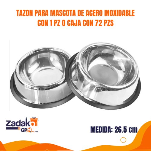 AZ-9971-3 TAZON PARA MASCOTA DE ACERO INOXIDABLE CON 1 PZ O CAJA CON 72 PZS