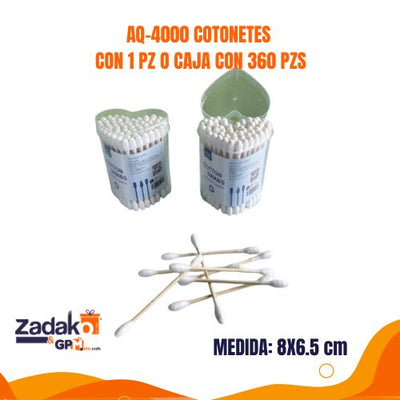 AQ-4000 COTONETES CON 1 PZ O CAJA CON 360 PZS