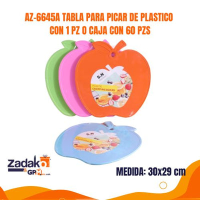 AZ-6645A TABLA PARA PICAR DE PLASTICO CON 1 PZ O CAJA CON 60 PZS
