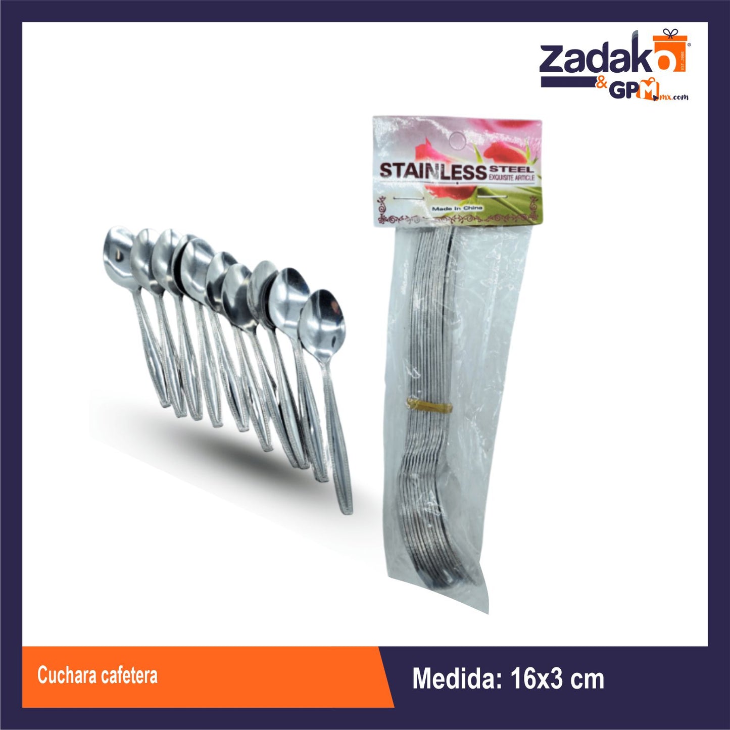 PB-0003B  CUCHARA CAFETERA PQ CON 12 PZS  O CAJA CON 100 PQTS