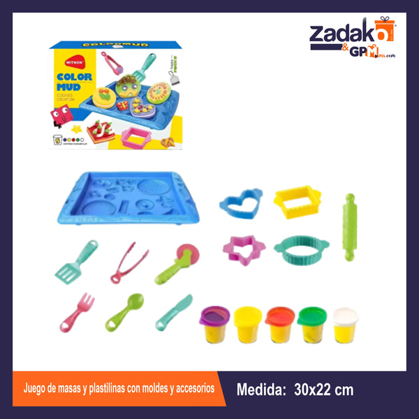 GPM-10853 JUEGO DE MASAS Y PLASTILINAS CON MOLDES Y ACCESORIOS CON 1 PZ O CAJA CON 24 PZS