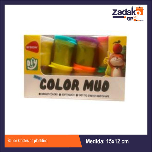 GPM-10861 SET DE 8 BOTES DE PLASTILINA CON 1 PQT O CAJA CON 48 PQTS