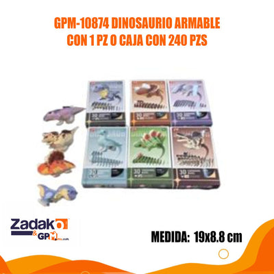 GPM-10874 DINOSAURIO ARMABLE CON 1 PZ O CAJA CON 240 PZS