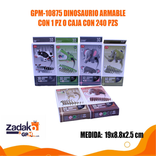 GPM-10875 DINOSAURIO ARMABLE CON 1 PZ O CAJA CON 240 PZS