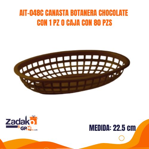 N-GPM-10899  AIT-048C CANASTA BOTANERA CHOCOLATE CON 1 PZ O CAJA CON 80 PZS