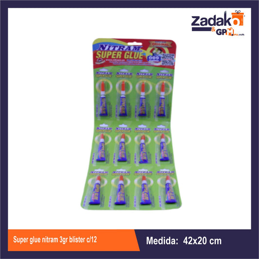SG3GR SUPER GLUE NITRAM 3GR BLISTER C/12 CAJA CON 48 PQTS