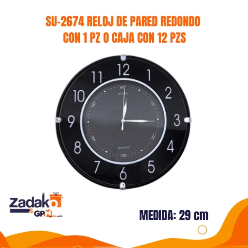 SU-2674 RELOJ DE PARED REDONDO CON 1 PZ O CAJA CON 12 PZS