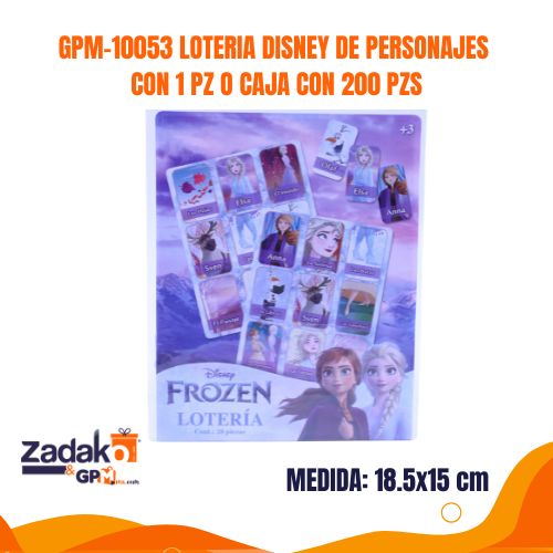 LOTERIA DISNEY DE PERSONAJES  CON 1 PZ O CAJA CON 200 PZS