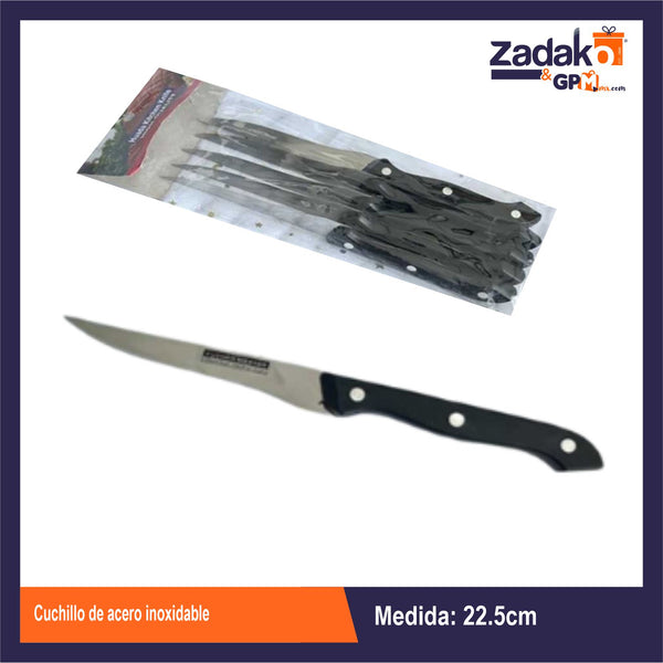 AS-2554 BLISTER 6 PZS CUCHILLOS DE ACERO INOXIDABLE CON 1 PAQ CON 144 PQTS
