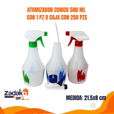 ATOMIZADOR CONICO 500 ML CON 1 PZ O CAJA CON 250 PZS