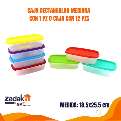 CAJA RECTANGULAR MEDIANA  18.5  X 25.5  X 5.5  CON 1 PZ O CAJA CON 12 PZS