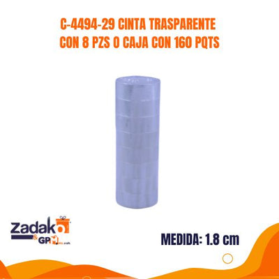 C-4494-29 CINTA TRASPARENTE CON 8 PZS O CAJA CON 160 PQTS