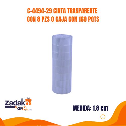 C-4494-29 CINTA TRASPARENTE CON 8 PZS O CAJA CON 160 PQTS