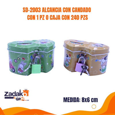 SD-2003 ALCANCIA CON CANDADO CON 1 PZ O CAJA CON 240 PZS