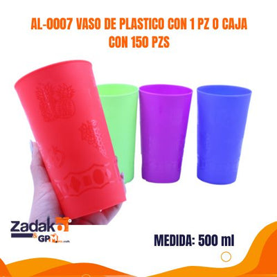 AL-0007 VASO DE PLASTICO CON 1 PZ O CAJA CON 150 PZS