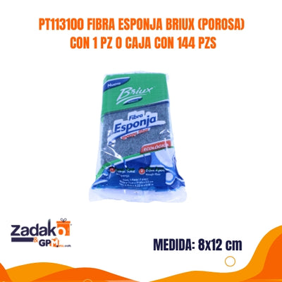 PT113100 FIBRA ESPONJA BRIUX (POROSA) CON 1 PZ O CAJA CON 144 PZS