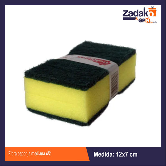 PT100000 FIBRA ESPONJA MEDIANA C/2 CON 1 PZ O CAJA CON 50 PZS