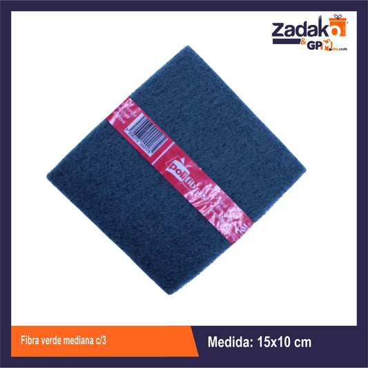 N-GPM-12205  PT103700 FIBRA VERDE MEDIANA C/3 CON 1 PZ O CAJA CON 50 PZS
