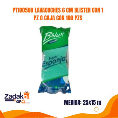 PT100500 LAVACOCHES 6 CM BLISTER CON 1 PZ O CAJA CON 100 PZS
