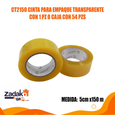 CT2150 CINTA PARA EMPAQUE TRANSPARENTE CON 1 PZ O CAJA CON 54 PZS