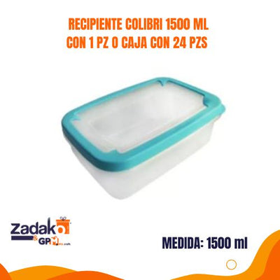 RECIPIENTE COLIBRI 1500 ML CON 1 PZ O CAJA CON 24 PZS