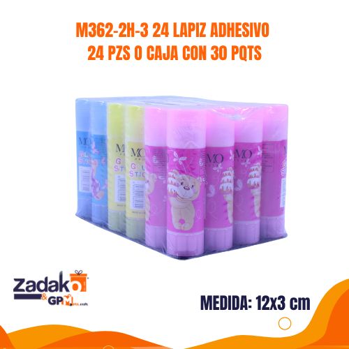 M362-2H-3 24 LAPIZ ADHESIVO 24 PZS O CAJA CON 30 PQTS